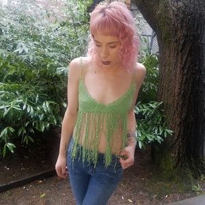 Crochet beaded crop top/bra